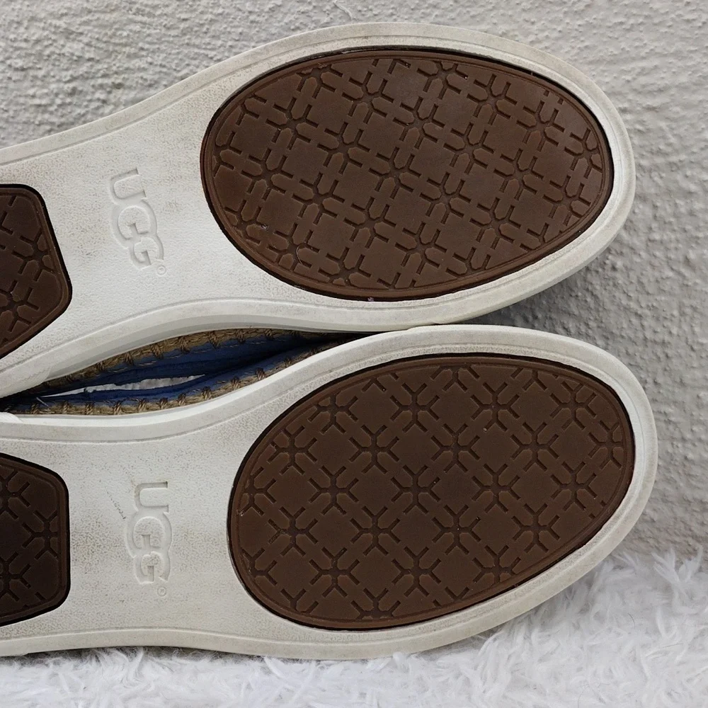 Ugg Australia Caleel Blue Leather Upper Round Toe Espadrille Slip On Mule Shoe - Picture 8 of 16